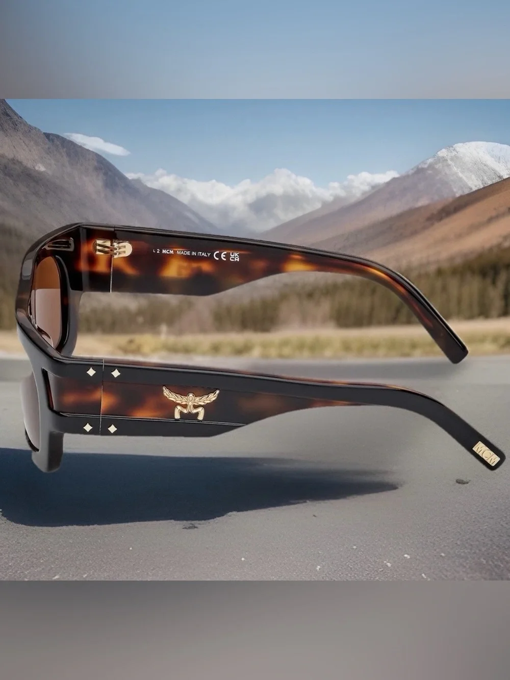 MCM Black Tortoiseshell Frame Sunglasses with Brown Lenses
